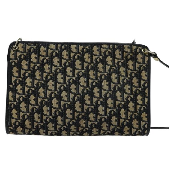 Christian Dior Trotter Canvas Shoulder Bag Navy Gold Auth 120603 - Picture 3 of 16